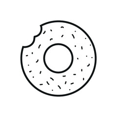 Bitten donut white linear icon for dark theme