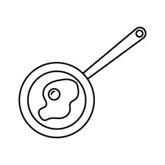 Line icon- fried egg in a frying pan. graphic design