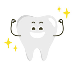 歯のイラスト。元気な歯のキャラクター。
