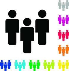 People flat style icon. Team work symbol. Group of humans sign For your web sitecolor icon set