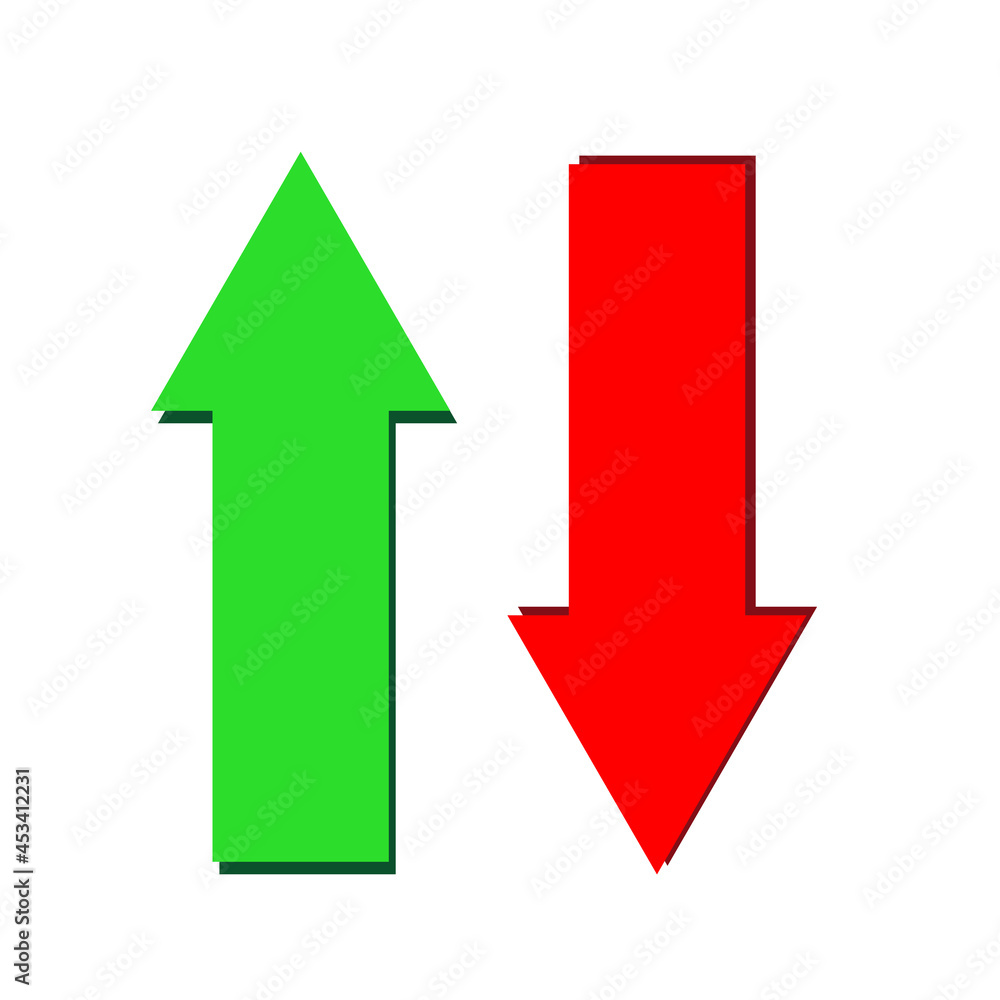 Poster arrow up and down icon on white background. set arrows sign. two arrows symbol. flat style.
