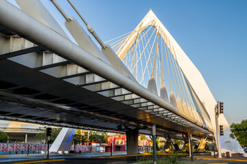 Naklejka premium Low angle view of one of the most iconic bridges in Guadalajara, Mexico
