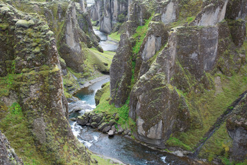 Fjaðrárgljúfur canyon and Fjaðrá river, Iceland