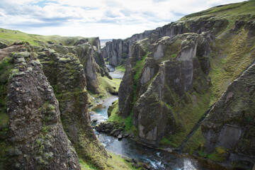Fjaðrárgljúfur canyon and Fjaðrá river, Iceland