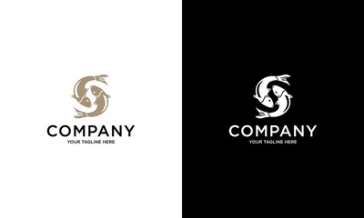 Fish symbol. Fresh seafood logo template design. Vector illustration. S logo. The letter S is like a fish symbol. squid. Calamari. Wrinkle. Crab. Shrimp. Lobster. Tuna. Salmon. Seafood restaurant.