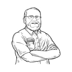 smiling old man glasses  vector illustration