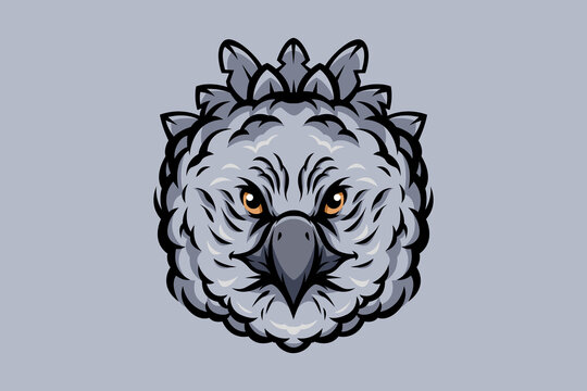 Aggressive Harpy Eagle Head Vector Logo or Illustration