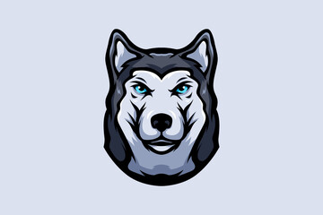 Husky Dog Head Vector Logo or Illustration