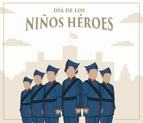 VECTORIAL BANNER - Day of the Niños Héroes (Hero Boys), Mexican military cadets, Heroes, Battle of Chapultepec, Chapultepec Castle in Mexico City, Civic holiday, Mexican–American War, September 13