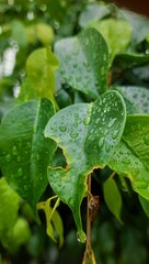 rain drops on the leaves