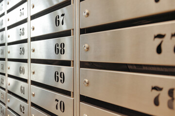 Steel Mailboxes in an apartment residential building