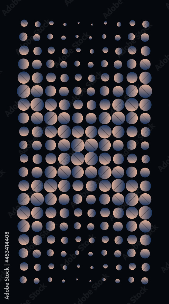 Poster generative design artwork of abstract vector generated shapes composition