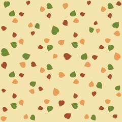 autumn pattern of leaves on a yellow background. this is a real multi-colored leaf fall.