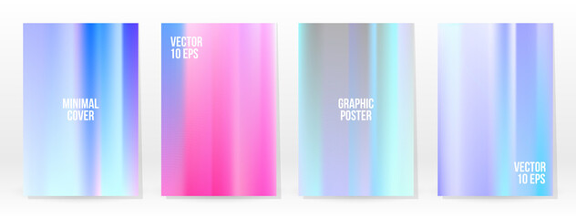 Fototapeta premium Holographic Poster Set Iridescent Technology Cover