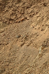 Close-up of the slope of a stone quarry.