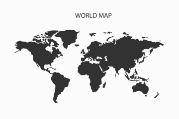 The black shadow of world map vector isolated on white background.