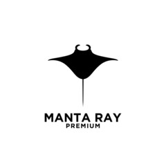 Premium manta ray vector black logo design isolated white background - obrazy, fototapety, plakaty