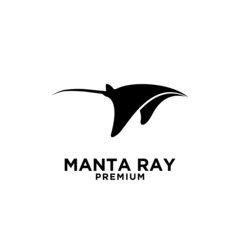 Premium manta ray vector black logo design isolated white background - obrazy, fototapety, plakaty