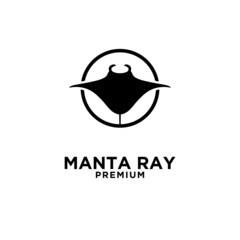 Premium manta ray vector black logo design isolated white background