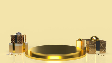 gold geometry podium shape for display product and gift box for present concept 3d rendering