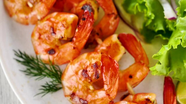 fried shrimp and salad