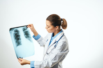 radiologist diagnostics patient scan light background