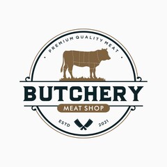 Vintage butchery emblem logo template