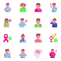 Pack of Skin Infections and Diseases Flat Icons 

