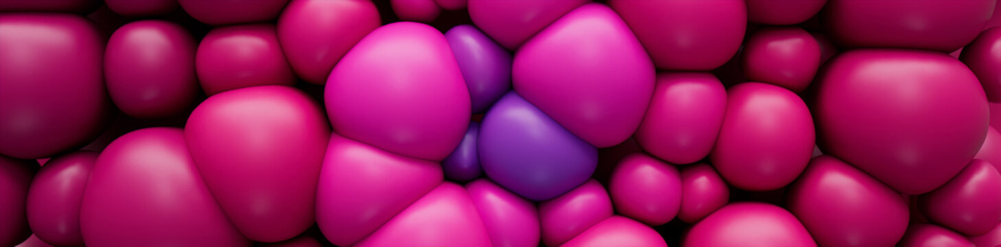 Pink and Purple 3D Soft Shapes form a Multicolored abstract background. 3D Render. 
