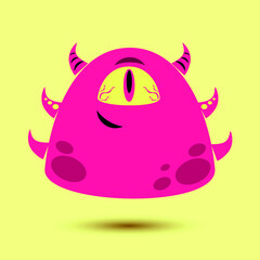 A cheerful, bright, kind monster on a light yellow background