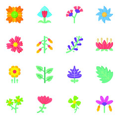 Set of Flower Designs Flat Icons in Editable Style 

