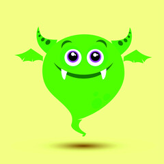 Fototapeta premium A cheerful, bright, kind monster on a light yellow background