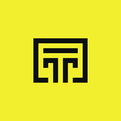 minimalist line square logo with lettermark T