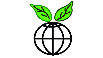 Green world logo or icon design template isolated on the white background. Safe green earth icon.