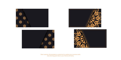 Black business card design with luxurious patterns. Stylish business cards with a place for your text and vintage ornaments.