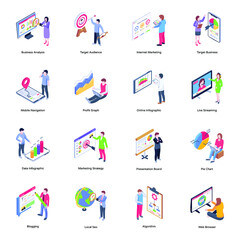 Fototapeta premium Modern Set of Business and Infographics Isometric Illustrations