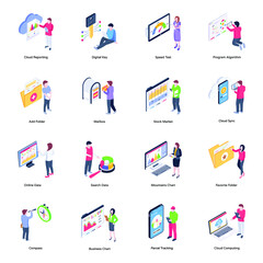 Trendy Set of Seo and Marketing Isometric Illustrations

