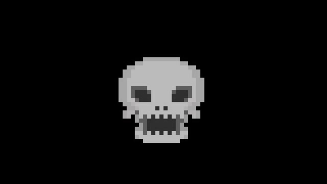 Pixel laughing skull head animation.
