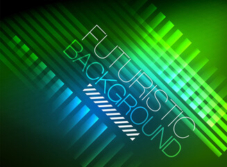 Bright neon color techno abstract background, shiny glowing neon lines in the dark background