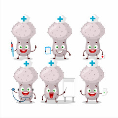 Doctor profession emoticon with puffball cartoon character