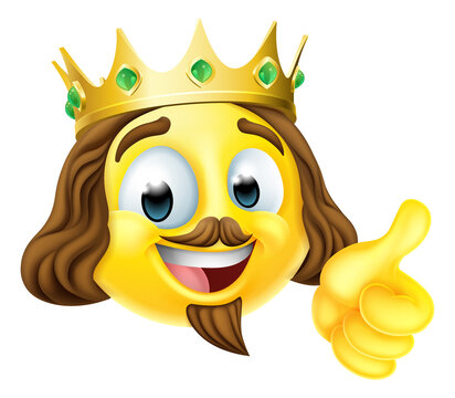 King Emoticon Emoji Face Gold Crown Cartoon Icon