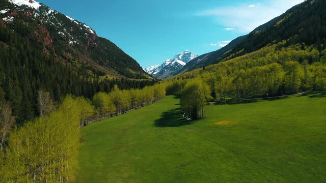 Drone over a quaint farm in the Colorado countryside. 