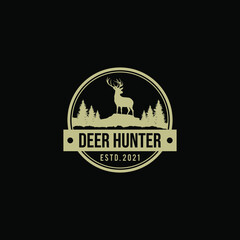 Obraz premium wild deer vintage logo design vector template