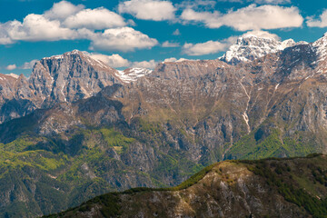 Fototapeta premium Spring cloudy day in the Julian Alps, Friuli-Venezia Giulia, Italy