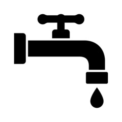 Faucet or tap spigot with water drip flat vector icon for apps and websites