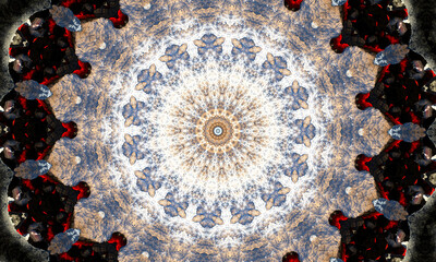 hypnotic pattern for psychotherapy, black and white polygon star monochromatic background