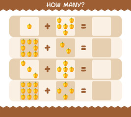 How many cartoon bell pepper. Counting game. Educational game for pre shool years kids and toddlers