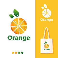 Orange Juice logo concept with glass straw and orange fruit illustration for summer brand  identity  