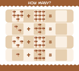 How many cartoon mushroom. Counting game. Educational game for pre shool years kids and toddlers