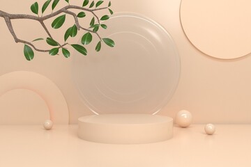 Abstract minimal scene,pastel color design for cosmetic or product display podium 3d render.	